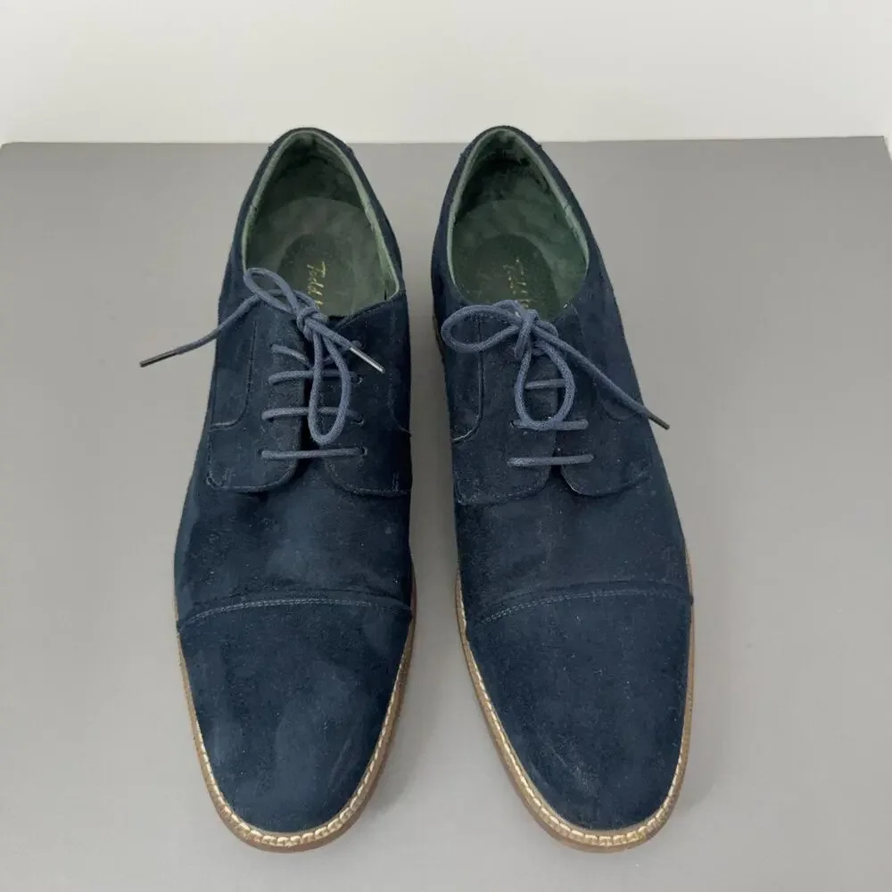 Todd Welsh Cap Toe Derby Shoes Mens 12 M Faux Suede Navy Blue B991367